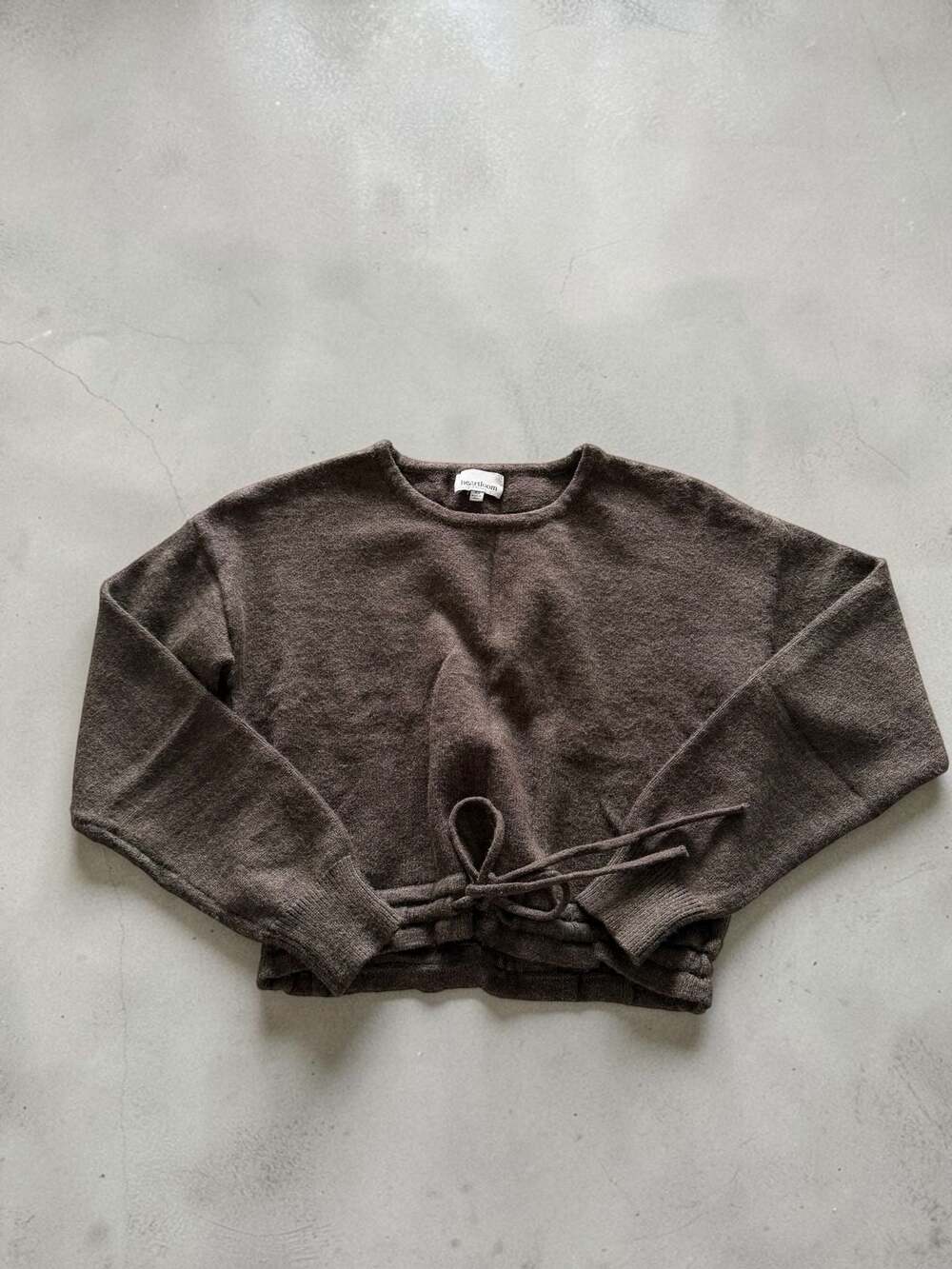 Heartloom Marisa Tie-Front Cropped Knit Sweater in‎ Cocoa - XS